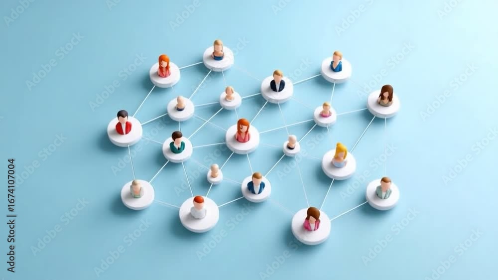 Poster a concept image representing social connections and networking in the business world. features figur