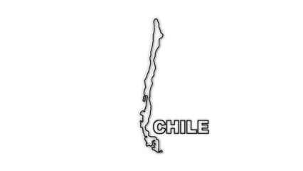 Black And White Chile Map Outline Minimalist Monochrome Illustration