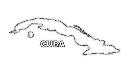 Black And White Cuba Map Outline Minimalist Monochrome Illustration