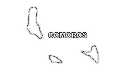 Black And White Comoros Map Outline Minimalist Monochrome Illustration