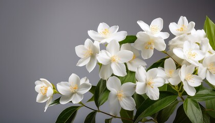 Fototapeta premium isolated white jasminum sambac flowers on plain background