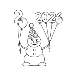 Festive Snowman Holding Balloons with 