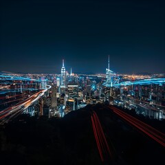 Obraz premium Dynamic Cityscape Night Traffic Video Background 