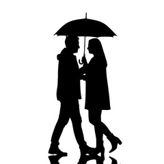 man and woman under umbrella