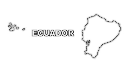 Black And White Ecuador Map Outline Minimalist Monochrome Illustration
