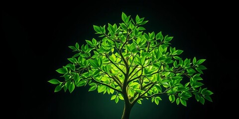 Obraz premium Green leaves generating energy, futuristic tree, renewable energy, botanical