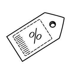 Simple black and white illustration of a discount tag.