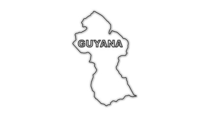 Black And White Guyana Map Outline Minimalist Monochrome Illustration