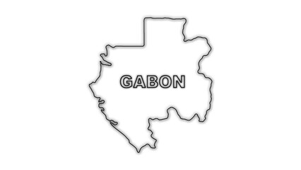 Obraz premium Black And White Gabon Map Outline Minimalist Monochrome Illustration