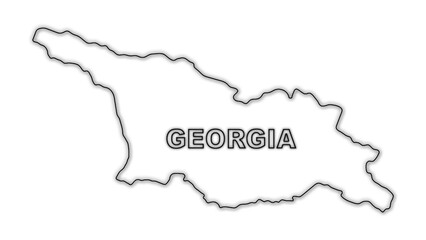 Black And White Georgia Map Outline Minimalist Monochrome Illustration