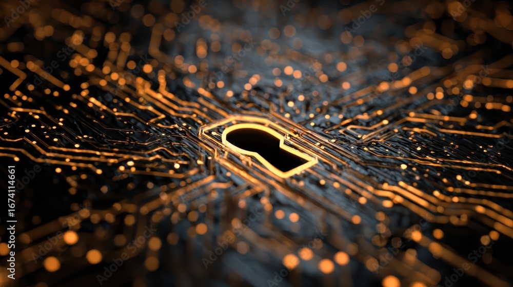 Aufkleber creative glowing circuit antivirus background cyberspace and encryption concept 3d rendering no logo