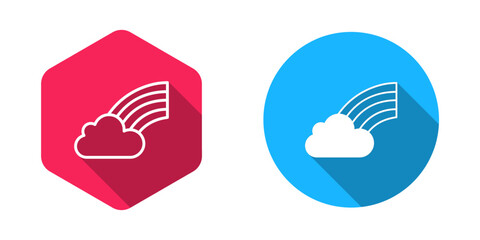 Filled and outline Rainbow with cloud icon isolated with long shadow background. Happy Saint Patricks day. National Irish holiday. Vector