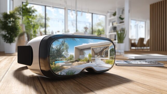 Vr headset viewing virtual house