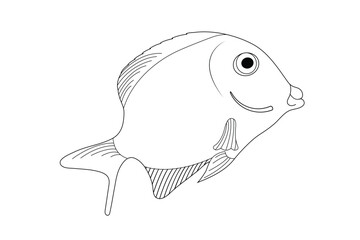 Fish outline icons showing aquatic animals with various fins, scales, tails and gills swimming in water, as a skeleton black and white.