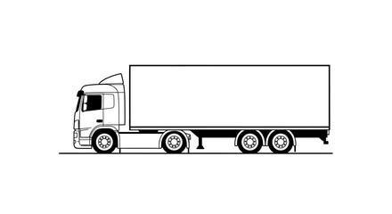 A simple line drawing of a large refrigerated truck.