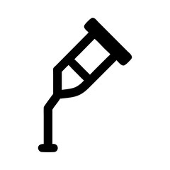 Modern crutch icon representing healthcare, injury recovery, mobility, and medical needs in design
