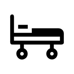 Hospital bed icon representing healthcare, medical, patient care, and recovery, isolated design