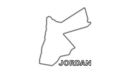 Black and White Jordan Map Outline Minimalist Monochrome Illustration