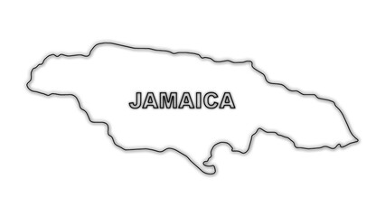 Black and White Jamaica Map Outline Minimalist Monochrome Illustration