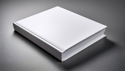 aesthetic hard cover white book displayed on a soft gray background for creative mockup design
