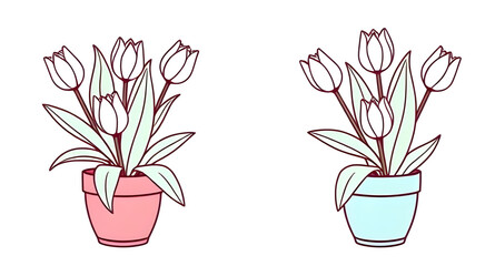 vase with tulips, floral vase illustration, tulips pencil drawing, tulip flower line art, tulip vase outline, blooming tulips drawing, tulip vase doodle, tulip hand sketch, spring flowers in vase, tul