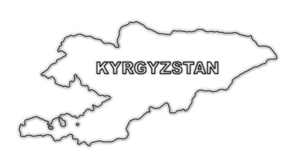 Black and White Kyrgyzstan Map Outline Minimalist Monochrome Illustration
