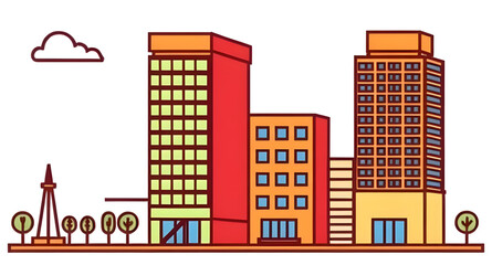 Fototapeta premium urban building symbol, tower block icon, office tower, cityscape building icon, government building vector, modern skyscraper, residential building icon, construction building symbol, apartment tower 