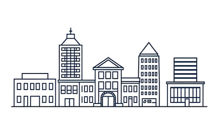 Obraz premium tall building illustration, architecture icon, real estate building, business building vector, urban building symbol, tower block icon, office tower, cityscape building icon, government building vecto