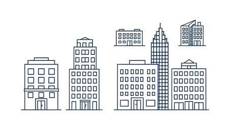 Obraz premium modern building vector, commercial building icon, tall building illustration, architecture icon, real estate building, business building vector, urban building symbol, tower block icon, office tower, 