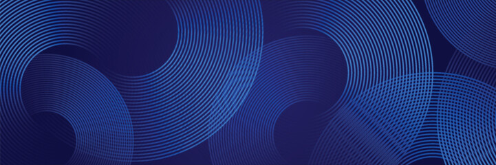 Abstract glowing geometric lines on dark background. Elegant shiny blue rounded lines pattern. Modern futuristic graphic. Suit for poster, banner, brochure, modern arts