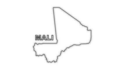 Black and White Mali Map Outline Minimalist Monochrome Illustration