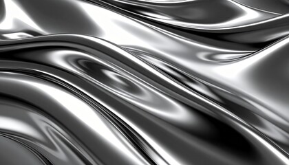 Shiny Silver Metallic Fabric Waves