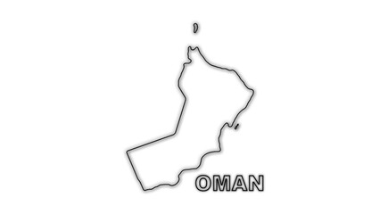 Black And White Oman Map Outline Minimalist Monochrome Illustration