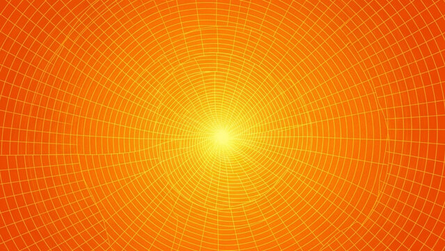 Vibrant orange gradient background with converging grid towards a bright center