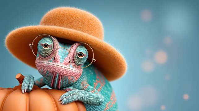 Detailed chameleon with soft texture  vibrant wildlife image