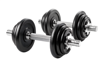 Two adjustable dumbbells isolated on white background