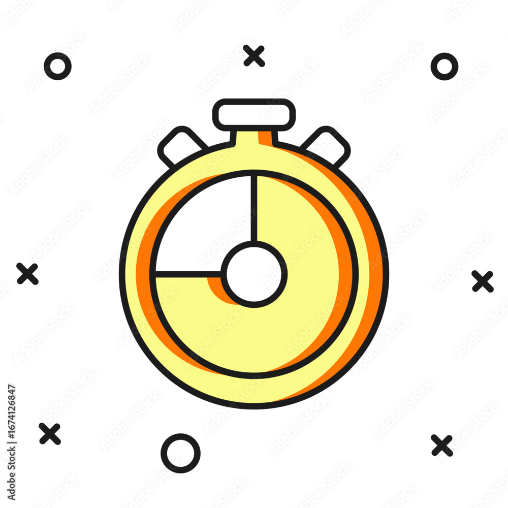 Poster filled outline stopwatch icon isolated on white background. time timer sign. chronometer sign. flat 