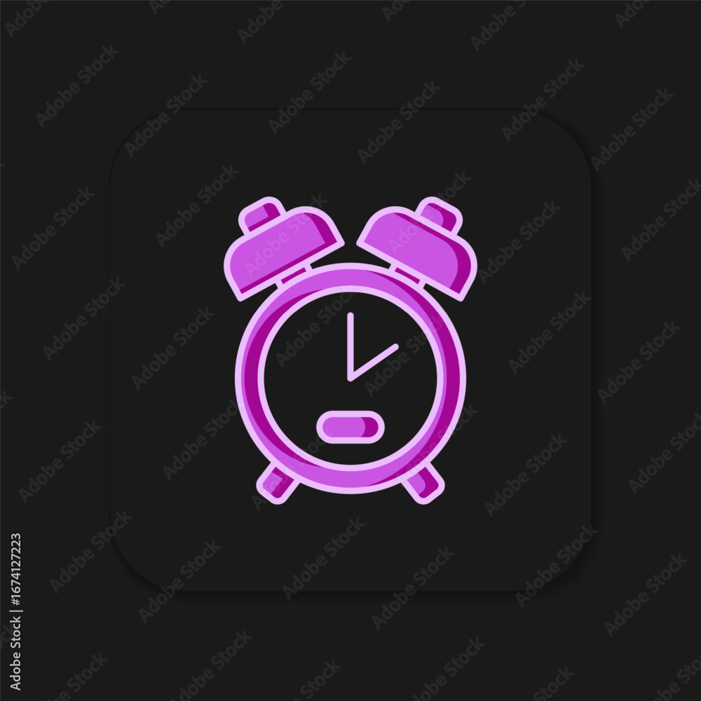 Poster Filled outline Alarm clock icon isolated on black background. Wake up, get up concept. Time sign. Flat filled outline style with shadow. Vector