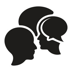 Conversation Silhouette Icon – Solid Speech Bubbles Flat Vector