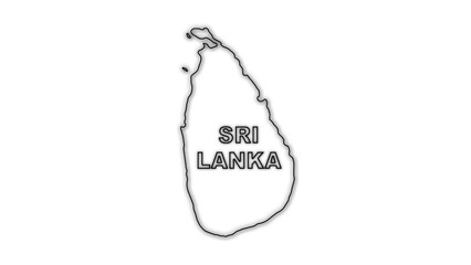 Black and White Sri Lanka Map Outline Minimalist Monochrome Illustration