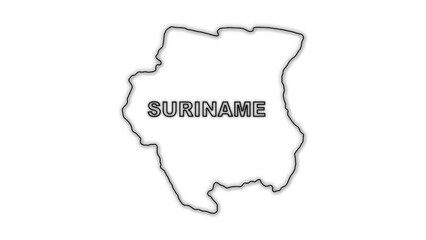 Black and White Suriname Map Outline Minimalist Monochrome Illustration