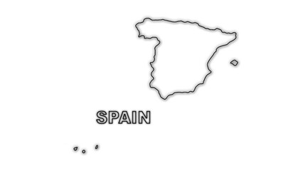 Black and White Spain Map Outline Minimalist Monochrome Illustration