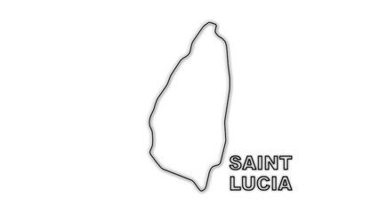Black and White Saint Lucia Map Outline Minimalist Monochrome Illustration