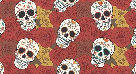 Sugar Skull Fiesta: A Vibrant Pattern