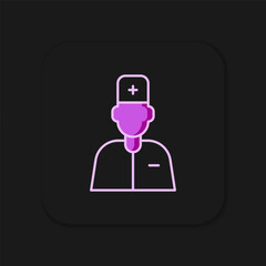Filled outline Male doctor icon isolated on black background. Flat filled outline style with shadow. Vector