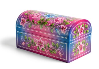 Handcrafted Floral Wooden Box with Artistic Flair and Vibrant Color Palette
