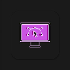 Filled outline Computer display with vector design program icon isolated on isolated on black background. Photo editor software with user interface. Flat filled outline style with shadow. Vector