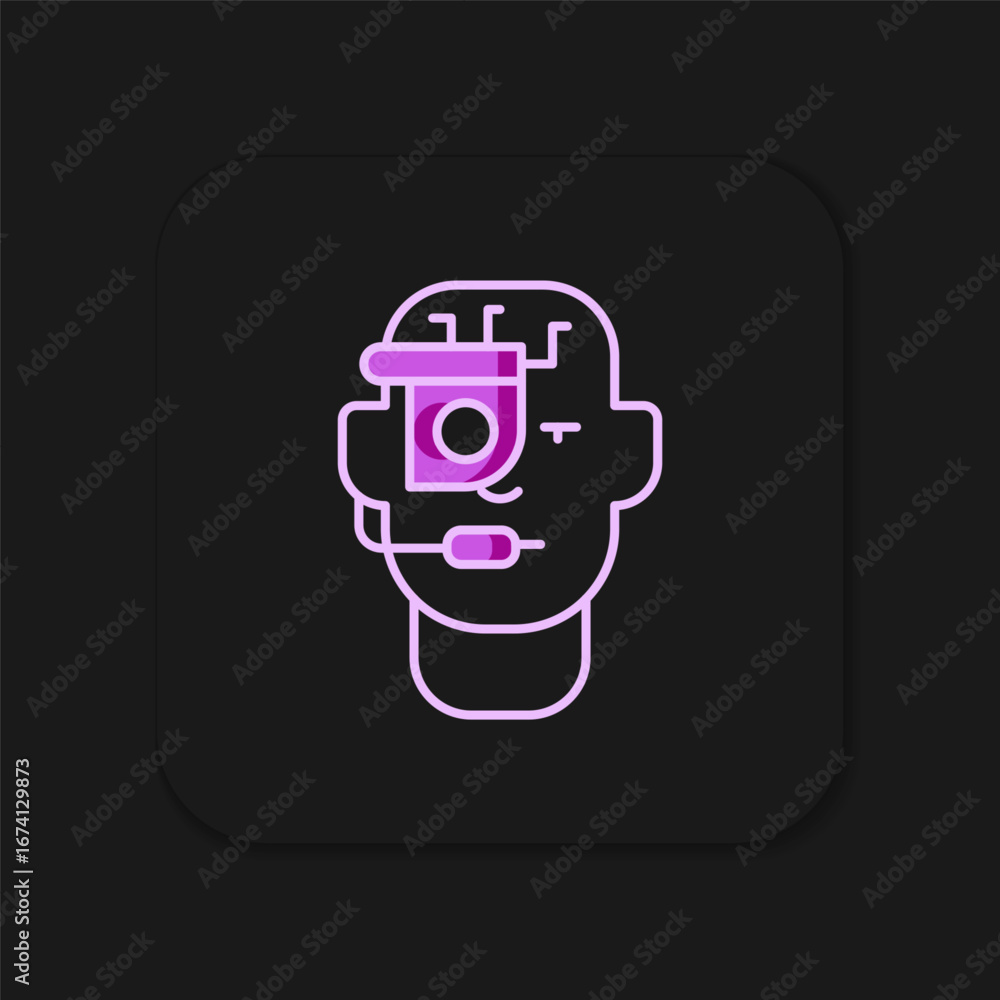 Poster filled outline smart glasses mounted on spectacles icon isolated on black background. wearable elect