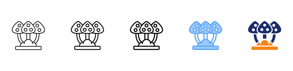 Fungi Icon Different Style Outline Collection Set 