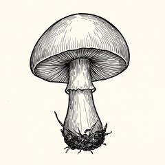 Intricate Ink: Botanical Mushroom Illustration